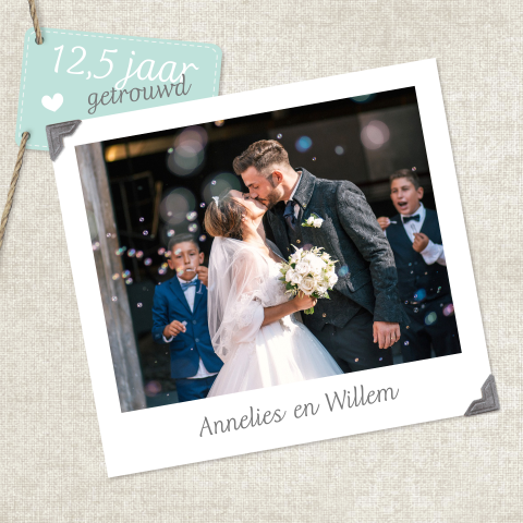 Jubileumkaart voor 12,5 jaar met eigen foto in frame
